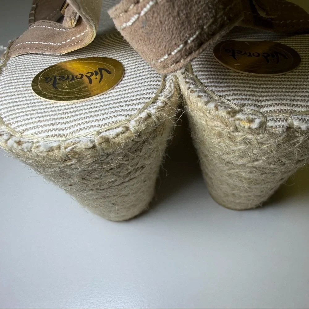 Vidorreta Taupe Espadrille Wedge Sandals Sz 40 (10) made in Spain Summer